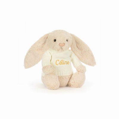 Jellycat Bashful Luxe Bunny Willow with Cream Jumper New Zealand | LQIRA8364